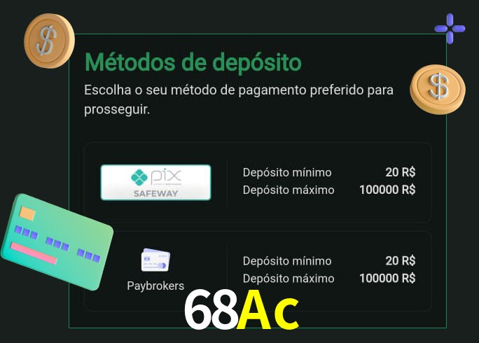 O cassino 68Ac oferece uma grande variedade de métodos de pagamento